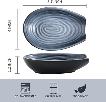 Hasense Spoon Rest for Stove Top - Blue Swirl Pattern Spoon Holder for Stove, Heat-Resistant Spoon Rest for Kitchen Counter, Ceramic Cooking Utensil Rest Ladle Holder for Spatula or Tong, 5.7 Inch