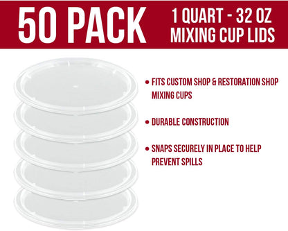 Custom Shop Paint Mixing Cups, 32-Ounce (Box of 100) - Plastic Measuring Cups for Liquids, Automotive Painting, Epoxy Resin, Acrylic Arts, Crafts, Disposable or Reusable, Graduated, Mixing Ratios