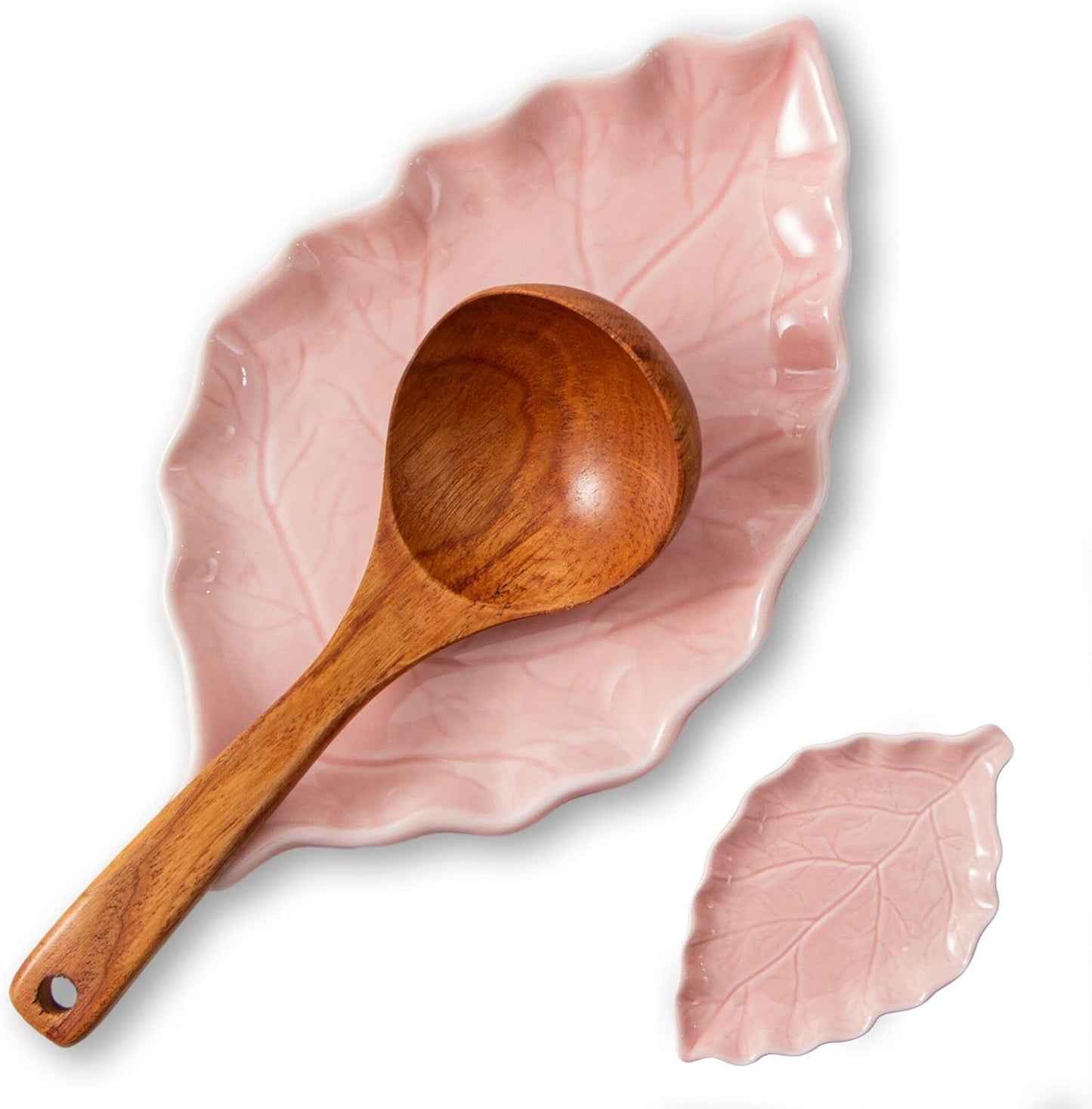 Ceramic Leaf Shape Spoon Rest for cooking, Cute Green Cooking Spoon Holder for Stove Top,Large Porcelain Spatula Rest for Kitchen Counter, Farmhouse Kitchen Decor (green)