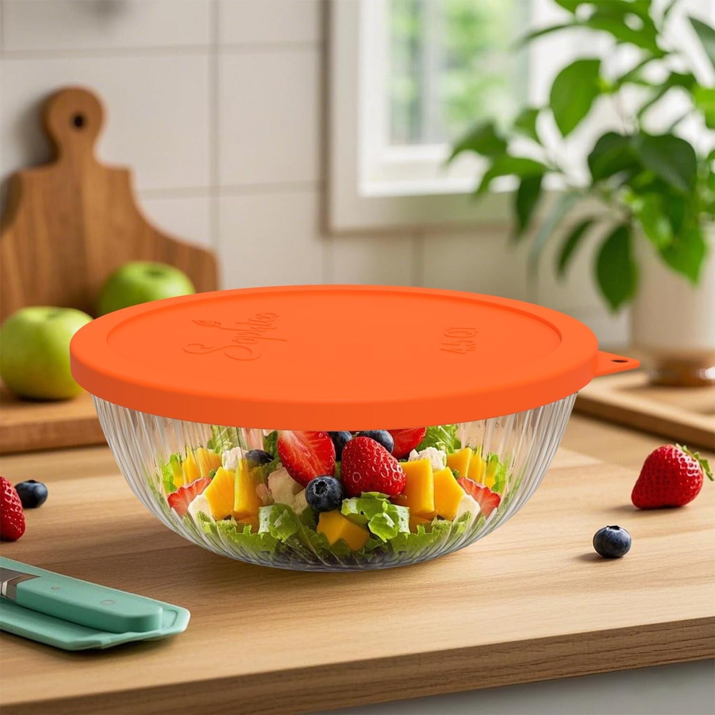 SOPHICO Silicone Replacement Lids for Pyrex Sculpted Glass & Tinted Glass Bowls Mixing Bowls（4 size）