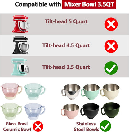 3 Pack Silicone Bowl Liners with Lids for KitchenAid 5QT Tilt Head Mixer, Collapsible Food-Grade Bowl Inserts, Thick Heat/Cold Resistant Silicone Mixing Bowl Liners