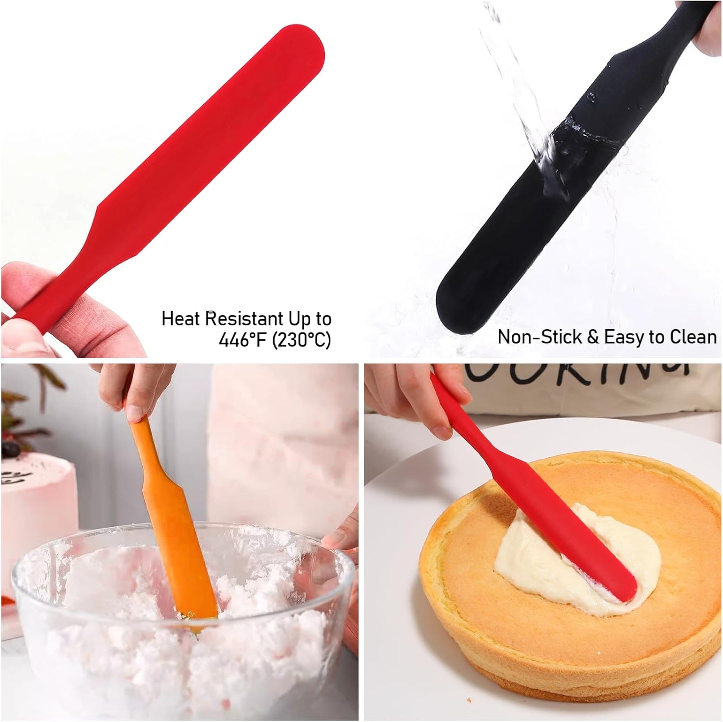 4 Pcs Silicone Jar Spatula, Non-Stick Heat Resistant Cake Cream Spatulas Set, 9.8 inch Cake Cream Butter Spatulas(4 colors）