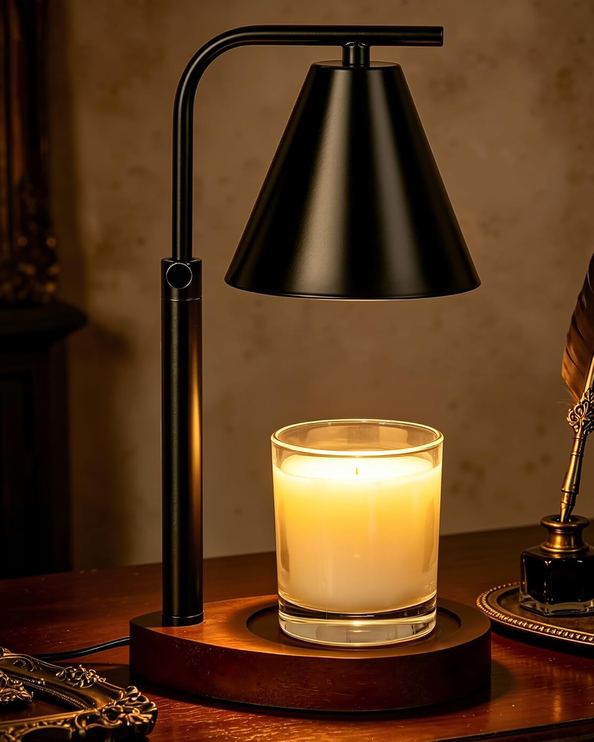 Marycele Candle Warmer Lamp with Timer & Dimmer - Mothers Day Gifts for Women Mom Her, Aesthetic Office Home Decor, Adjustable Height Wax Melter for Candle Jar & 3-Wick Candles (2 Bulbs Included)