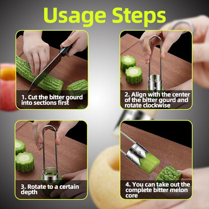 Aerbee Red Bell Pepper Corer - 304 Stainless Steel Apple & Pepper Core Remover, Designed for a Wide Range of Fruits and Vegetables, Core Remover Easy Kitchen Gadgets