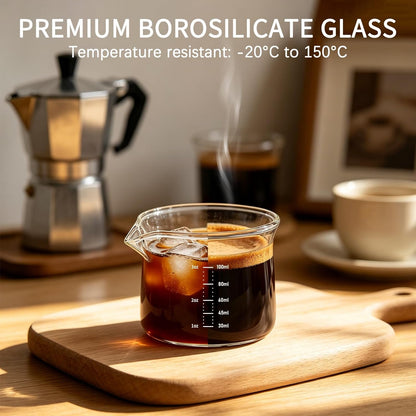 BCnmviku 3OZ Espresso Cup 100ML Shot Glass Measuring Cup, Small Clear Graduated Beaker with Precise Markings,Heat-Resistant Borosilicate Glass for Kitchen Baking, Lab Experiments