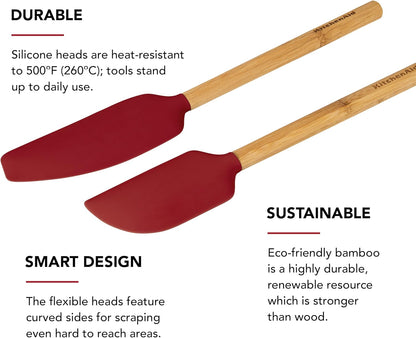 KitchenAid Bamboo Spatula Set, 2-Piece, Aqua Sky