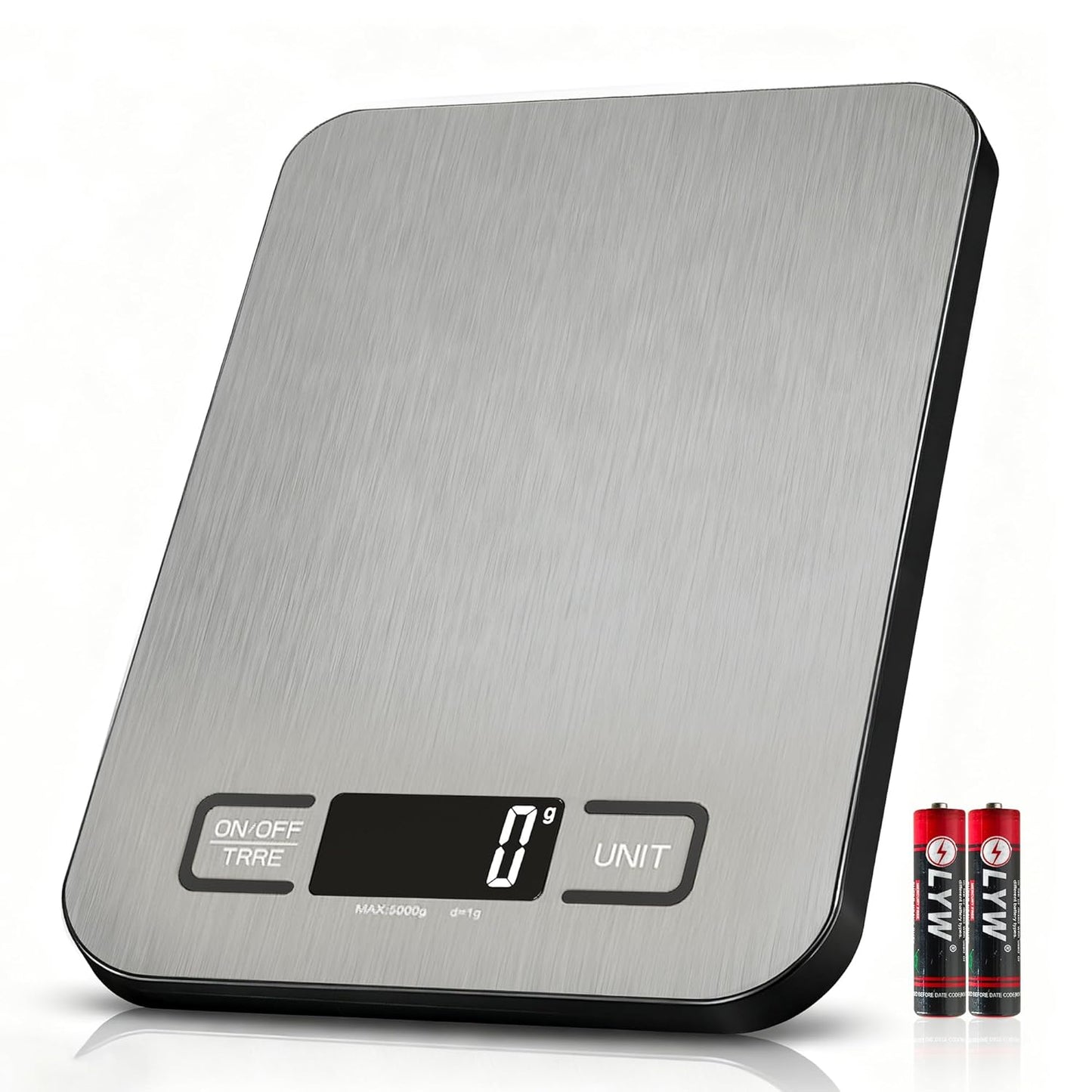 Digital Food Scales, 5kg/1g High Precision Food Scale with 6 Units & Tare, LCD Display, Compact Kitchen Scales Digital for Cooking, Baking, Battery Powered with 2 AAA Included Weighing Scales Kitchen