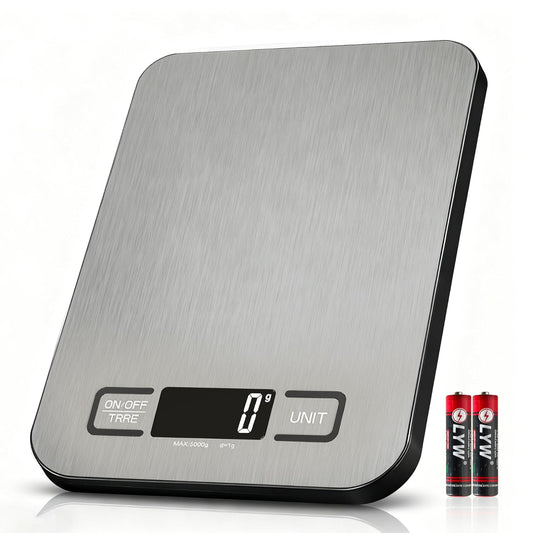 Digital Food Scales, 5kg/1g High Precision Food Scale with 6 Units & Tare, LCD Display, Compact Kitchen Scales Digital for Cooking, Baking, Battery Powered with 2 AAA Included Weighing Scales Kitchen