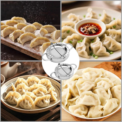 Stainless Steel Dumpling Maker Kit With Stuffing Spoon, Includes 2Pcs Small Dumpling Molds and 2 Large Ravioli Maker Press, Easy-tool for Dumpling Pastry Pie Making
