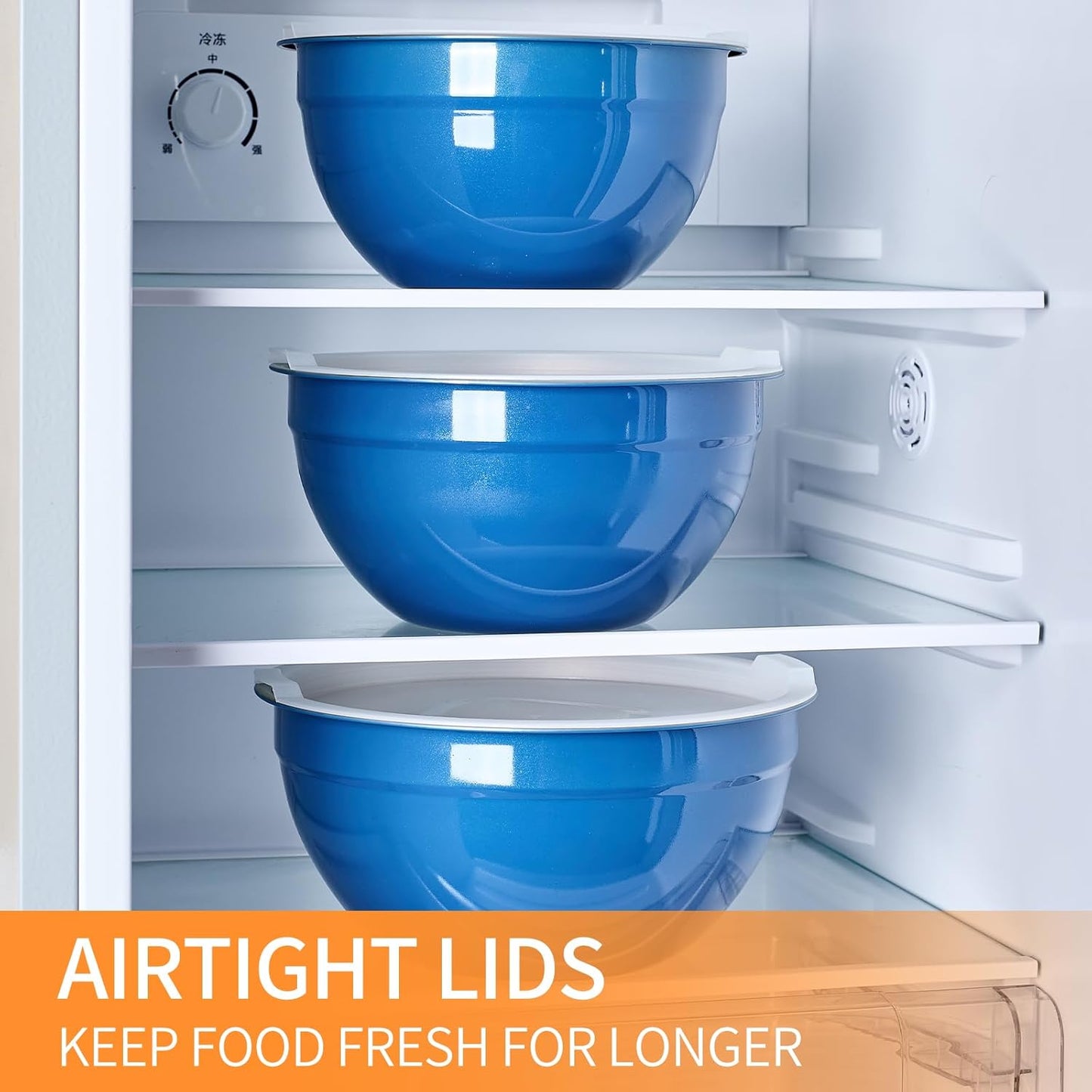 Colorful Mixing Bowls with Airtight Lids, Stainless Steel Nesting Mixing Bowls Set of 7, Ideal for Baking, Prepping and Serving Food, Size 7, 3.6, 2.7, 2.1, 1.5, 1.1,0.8 QT, Stackable Design