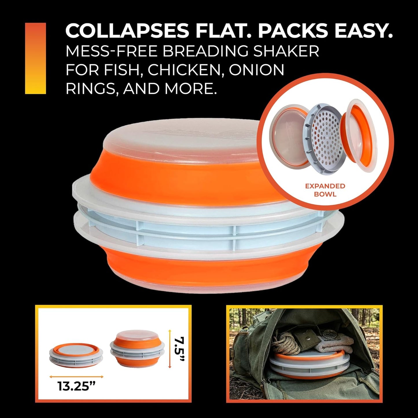 CanCooker Collapsible Plastic Batter Bowl | Mess-Free Breading Shaker Container & Mixer | Ideal for Fish Fry, Fried Chicken, Onion Rings, Wings & More