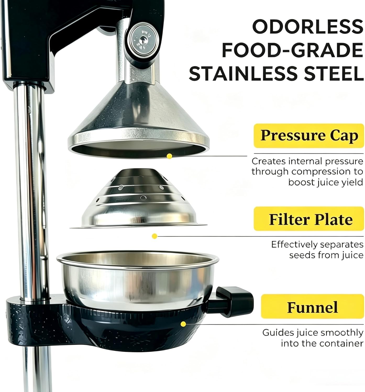 Commercial Cast Iron Juicer,Heavy-Duty Manual Juicer hand press,Professional Citrus Juicer with Stainless Steel Cup,hand press Juicer for Bartenders,Juice Lovers & Health Enthusiasts,Easy to Clean