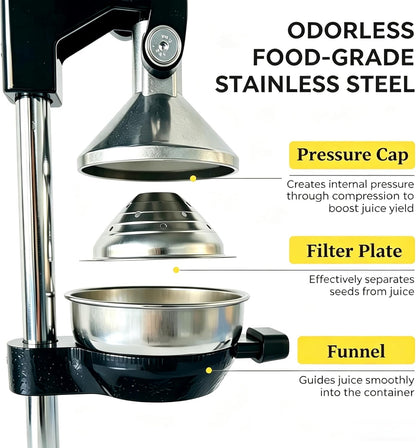 Commercial Cast Iron Juicer,Heavy-Duty Manual Juicer hand press,Professional Citrus Juicer with Stainless Steel Cup,hand press Juicer for Bartenders,Juice Lovers & Health Enthusiasts,Easy to Clean