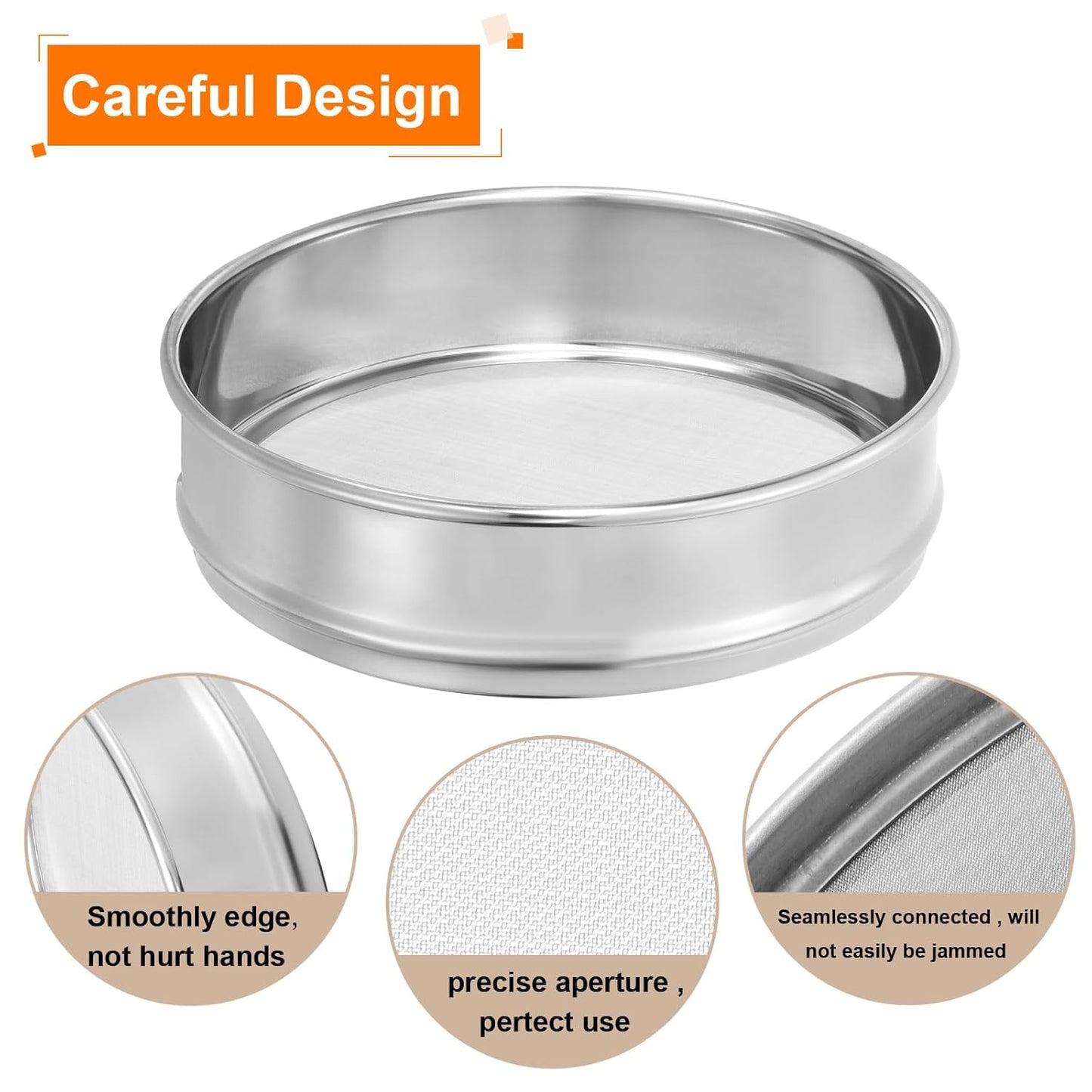 PATIKIL 10 Mesh Lab Sieve, 8" Diameter Test Sieve 304 Stainless Steel Wire Cloth (2mm) for Industrial Laboratory