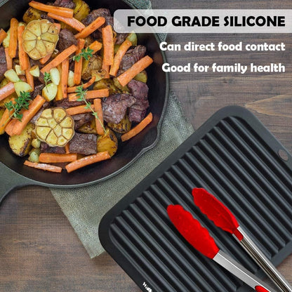 Walfos Silicone Trivet Mats - 4 Heat Resistant Pot Holders, Multipurpose Non-Slip Hot Pads for Kitchen Potholders, Hot Dishers, Jar Opener, Spoon Holder, Food Grade Silicone & BPA Free (Black)