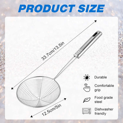 Steel Spider Strainer Skimmer Ladle, Spoon Spider Skimmers Kitchen Gadgets Wire Pasta Strainer for Kitchen Cooking and Frying