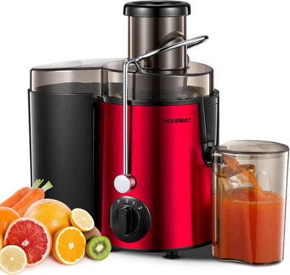Juicer Machines, HOUSNAT Juicer Whole Fruit and Vegetables with 3-Speed Setting, 400 W Motor Quick Juicing Ideal for Beginners & Light Daily Use, Cleaning Brush and Juicing Recipe Included
