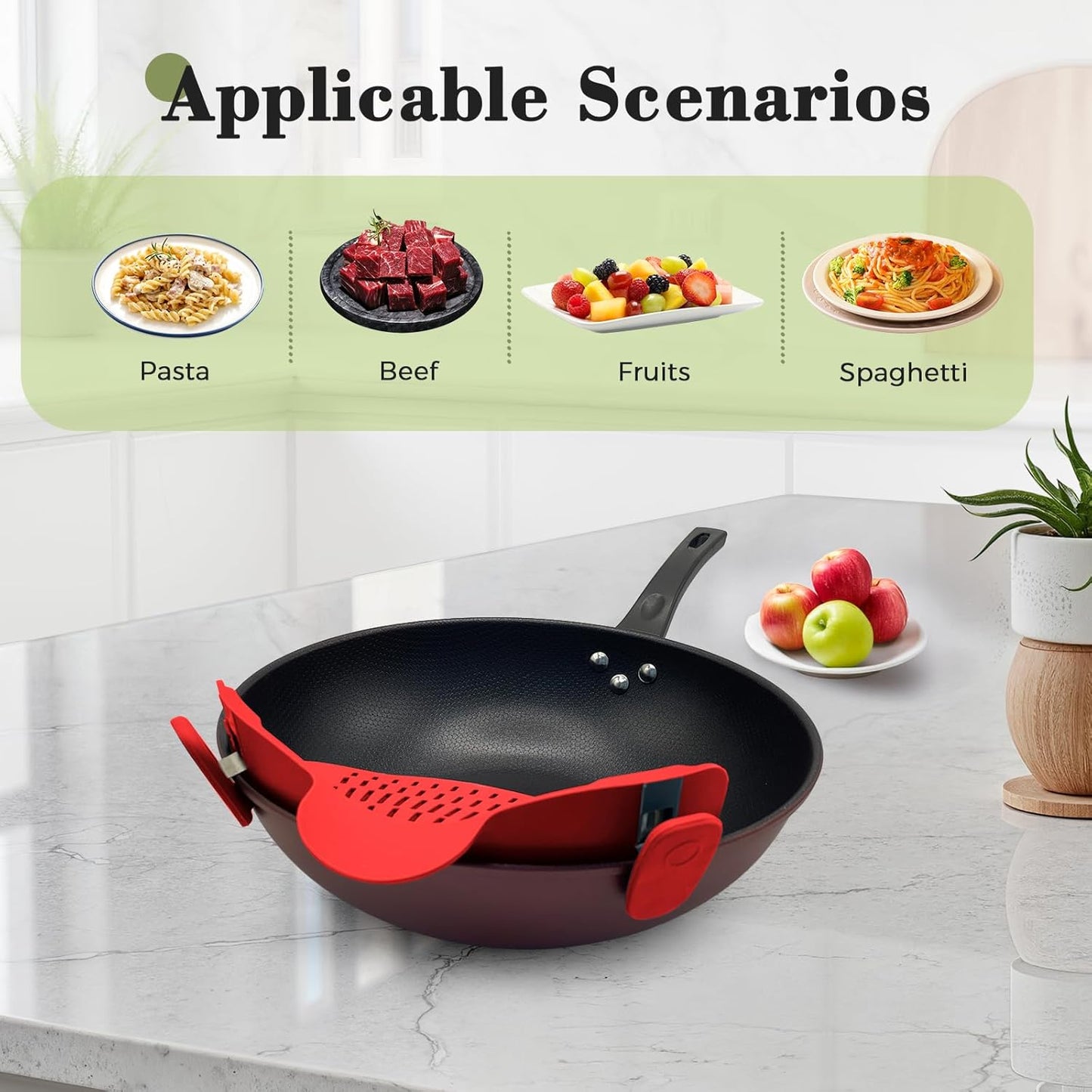 Clip-On Silicone Strainer for Pots, Heat-Resistant Handsfree Pasta & Vegetable Colander, Space-Saving Kitchen Gadget for Noodles, Veggies & Berries (Grey)