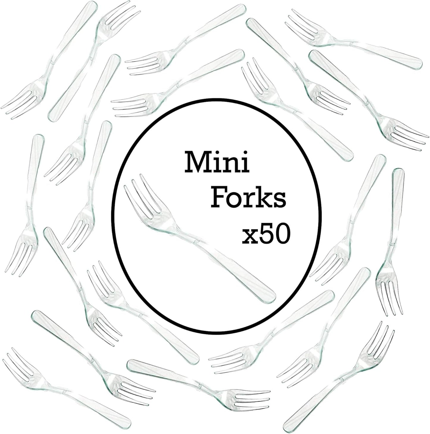 Loreso Plastic 50CT Mini Clear Dessert Spoons For Miniature Dessert Cups, Tasting Party, Sampling, Ice Cream, Small Catering Supplies - Reusable BPA Free Pack of 50