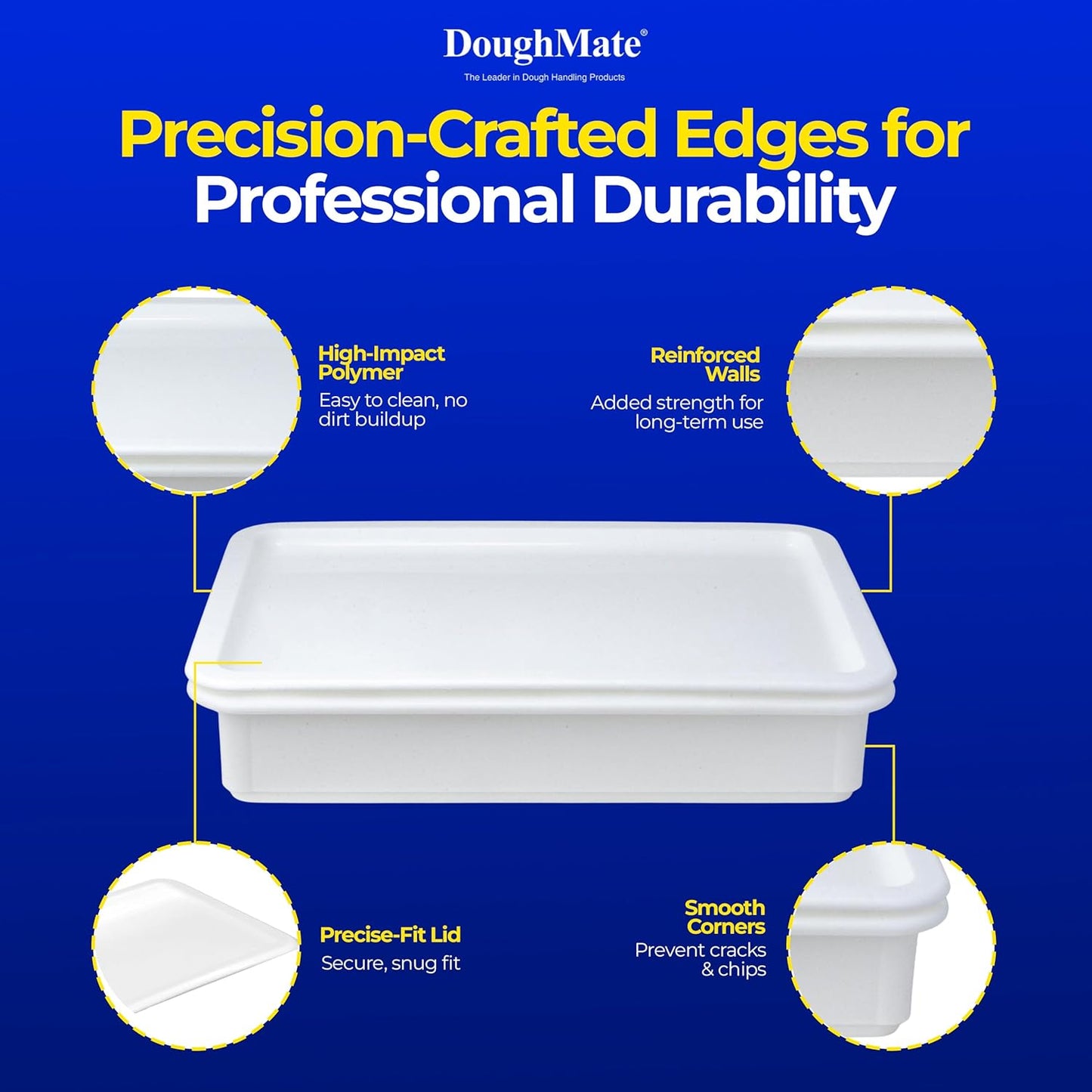DoughMate® Artisan Kit – 2 Pizza Dough Proofing Trays, 1 Lid, and Dough Scraper – Food Contact Certified, Stackable, Made in USA