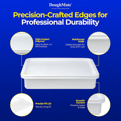 DoughMate® Artisan Kit – 2 Pizza Dough Proofing Trays, 1 Lid, and Dough Scraper – Food Contact Certified, Stackable, Made in USA