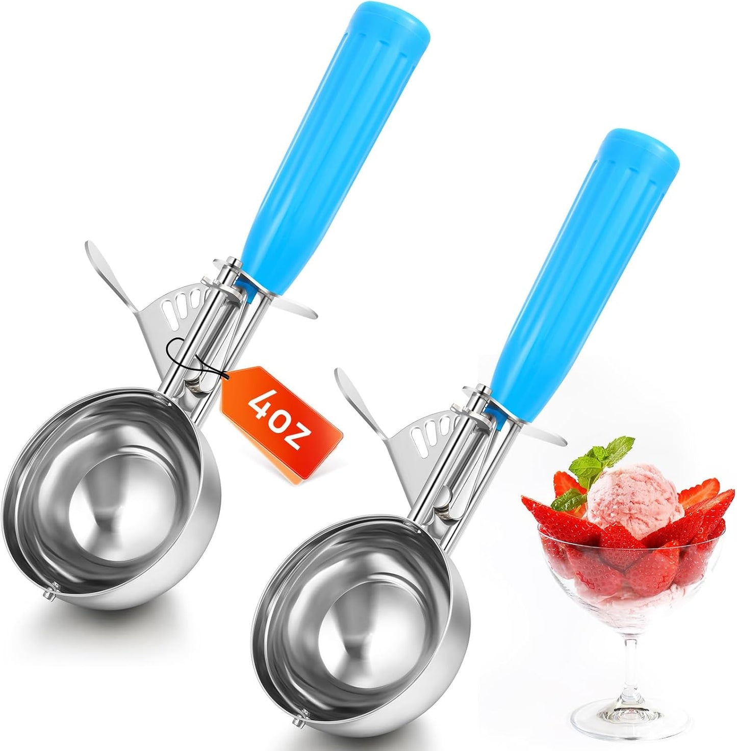 Reallnaive 2 Pcs Release Cookie Scoops Ice Cream Scooper with Trigger Release Portion Scoop Stainless Steel for Portion Control, Baking Food, Cookie Dough (0.75 oz,Purple)