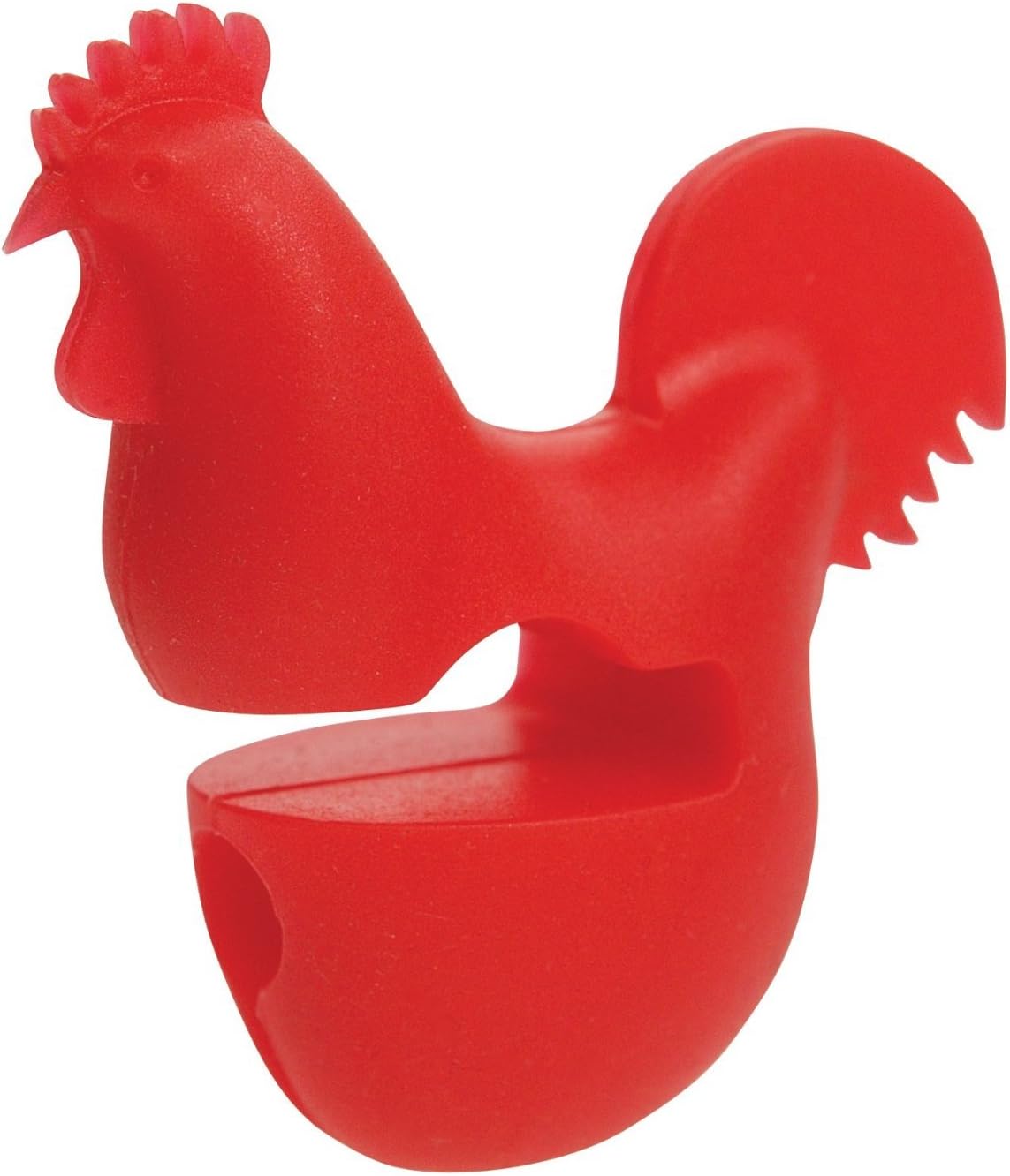 Fox Run Silicone Pot Clip Spoon Rest, Rooster and Pig, Set of 2, 2.75", Red and Pink