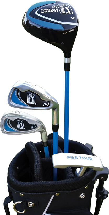 PGA Tour Youth Golf Club Set for Ages 8-12 & 12+ (4’8”–5’10”), Right and Left-Handed Kids Golf Sets – Beginner Junior Golf Clubs with Lightweight Stand Bag, Mallet Putter, Hybrid, Driver