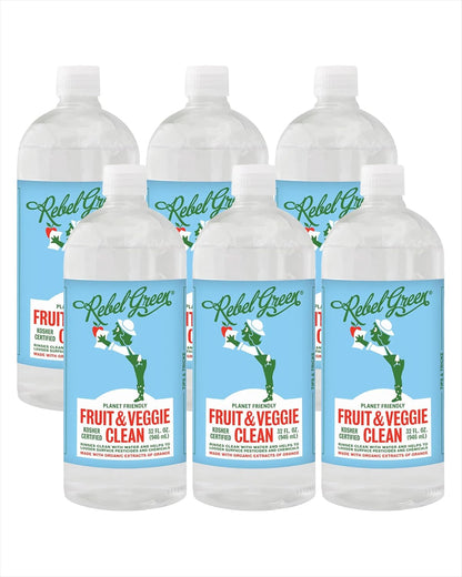 Rebel Green Fruit & Veggie Clean — Plant-Based Produce Cleaner—Natural Fruit and Vegetable Wash with No Aftertaste — Chemical & Wax Removal — Made with Organic Extracts of Citrus — Half Gallon