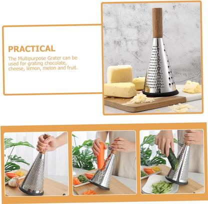 Kitchen Grater Cheese Grater with Handle Carrot Peeler Veggie spiralizer Manual Mandoline Slicer Cheese Slicer Cucumber Slicer Cone-Shaped Cheese Grater Truffle Wood Vertical