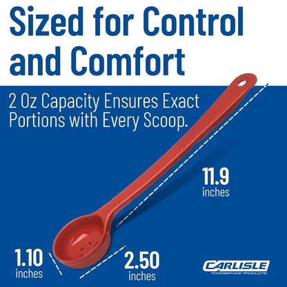 Carlisle FoodService Products 399214 Solid Long Handle Portion Control Spoon, 8 oz, Blue