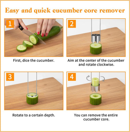 JJUNW 3 PCS Stainless Steel Corer Tool, Pepper Seed Corer Remover Multifunctional Fruit And Vegetable Core Remover Kitchen Gadget for Pepper Pineapple Pear Vegetable Cores