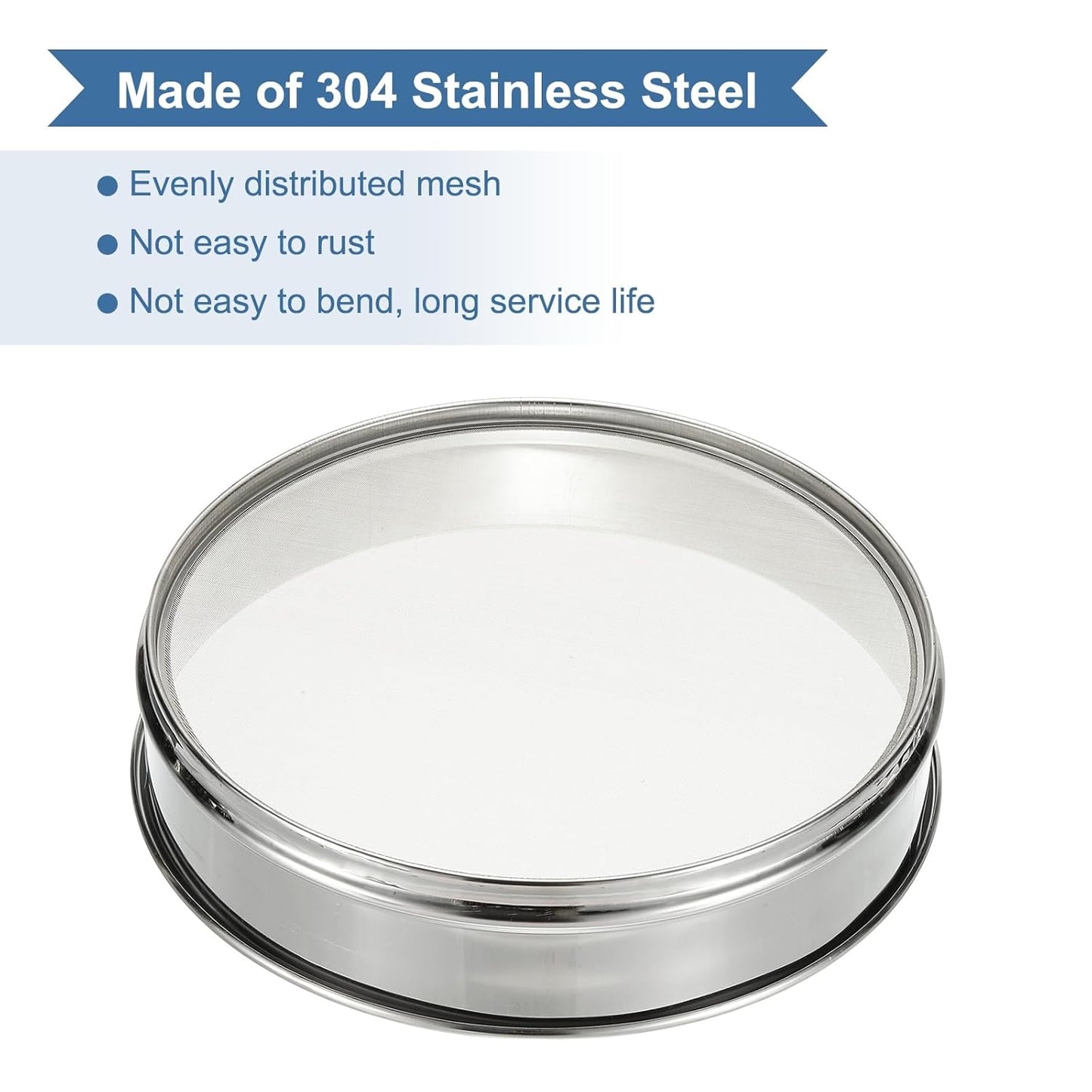 PATIKIL 10 Mesh(2mm) Lab Sieve, 11.8"(30cm) Diameter Sifting Screen 304 Stainless Steel Wire Cloth Fine Mesh Sieve for Industrial Laboratory Home Soil Sifter Dry Sift Screens Hash