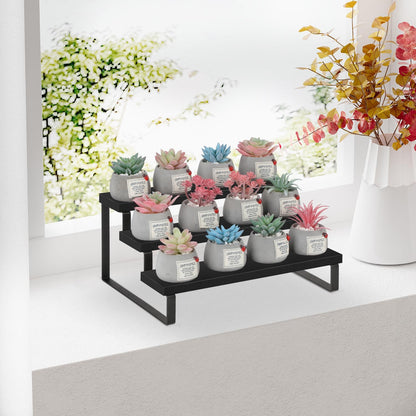 YINMIT Wooden Display Riser Stand, Tiered Perfume and Cologne Organizer Stand, 4 Tier Spice Rack Organizer, Rustic Display Shelf for Candles (4 Tier)