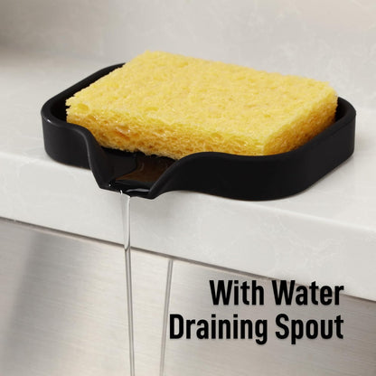 Zulay Kitchen (9x3.5in Sponge Holder for Kitchen Sink - Flexible Heavy-duty Multipurpose Sink Caddy - Counter Organizer for Kitchen, Bathroom, Makeup, Trinkets & More! (Grey)