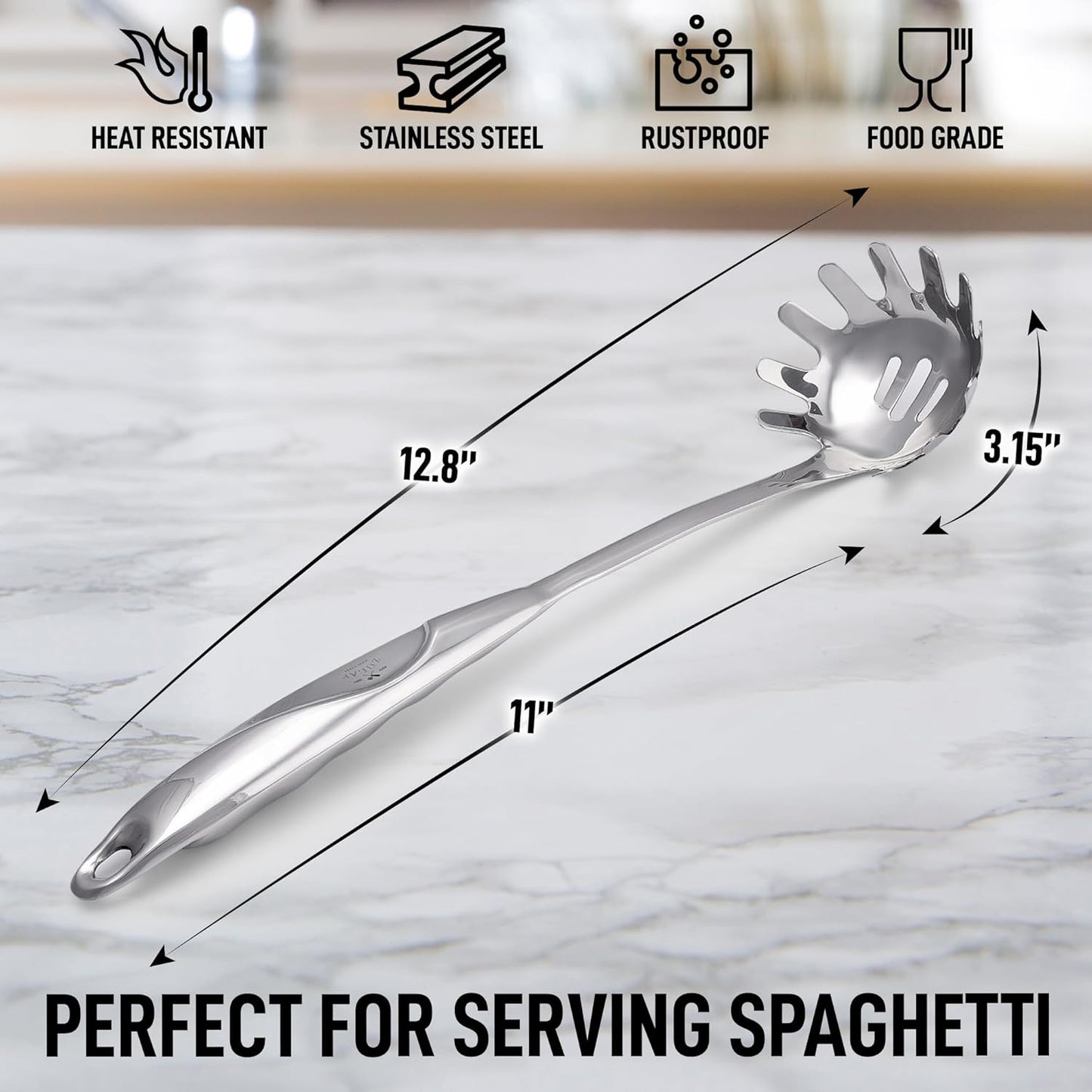 Zulay Kitchen Stainless Steel Spatula - 14.8” Heat-Resistant Metal Slotted Turner for Cooking, Frying & Grilling - Durable, Rust-Proof & Dishwasher Safe Kitchen Utensil for Everyday Use
