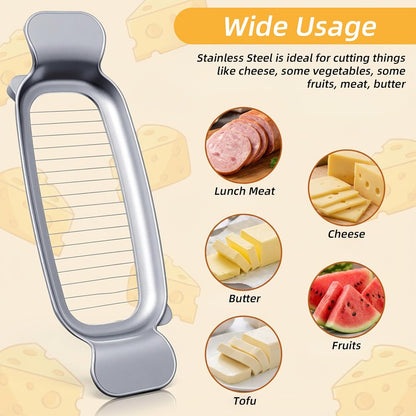 Butter Slicer Cheese Cutter Stainless Steel Multipurpose Kitchen Tool for Even Slicing of Block Butter Cheese Eggs Soft Fruits
