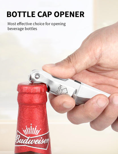 CORKAS Wine Key - Professional Handcrafted Heavy Duty Waiter Corkscrew, Compact Wine Opener with Double Hinged, Foil Cutter and Bottle Opener, Gifts for Servers, Sommelier, Bartenders - Red