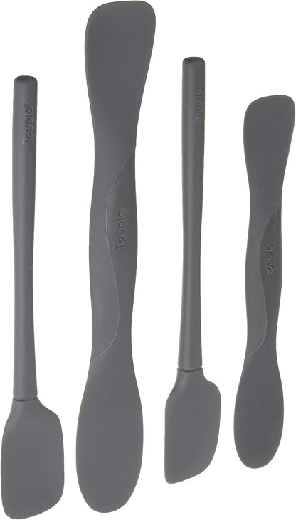 Tovolo Flex Core Mini Silicone Spatula Set for Kitchen Prep and Baking, Silicone Kitchen Utensils Set with Spatula Spoonula & Scoop Tools, BPA Free Heat Resistant Silicone Cooking Set, Charcoal Gray