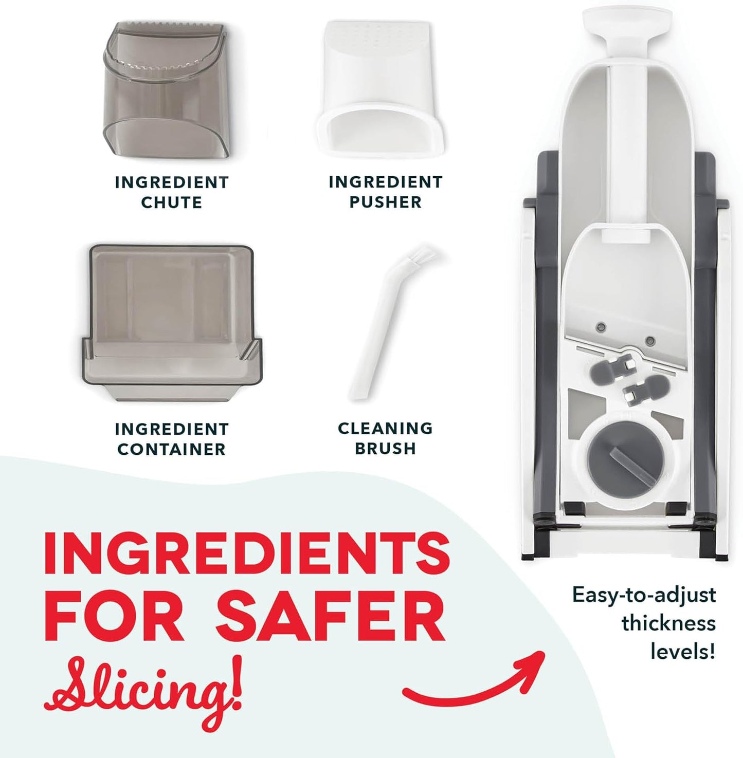 Dash Safe Slice® Mandoline - Compact, Foldable Food Slicer - Slice, Dice, Julienne & More - Perfect for Quick Food Prep - Recipe Guide Included - Aqua