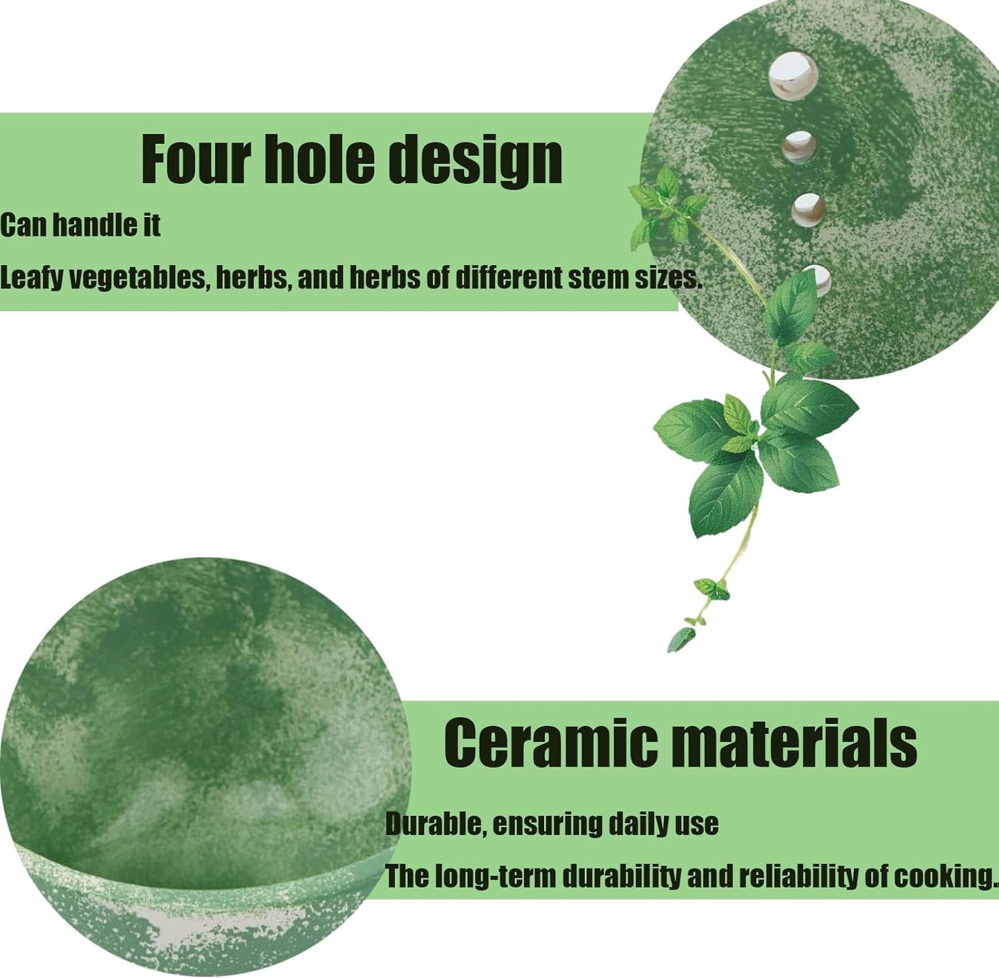 2025 New Handmade Pot Herb Stripper, Herb Stripper Bowl Ceramic, Used for Separating Leaves and Stems, Different Sizes of Holes Suitable for Leaves of Different Sizes (Blue)
