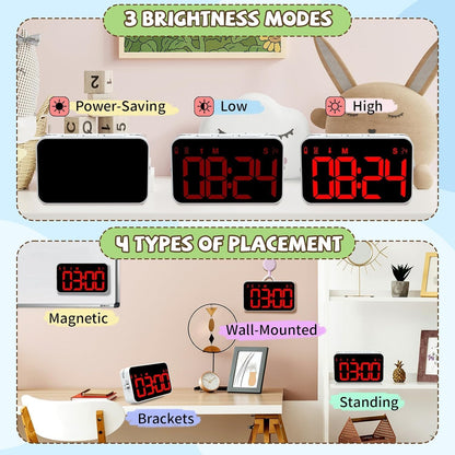 PERSUPER Digital Timer Kitchen Timer Count Down Up Rechargeable Kitchen Gadgets Vibration Mode Adjustable Volume and Brightness LED Display Time Management for Cook, Desk, Kids Adults Study Teaching