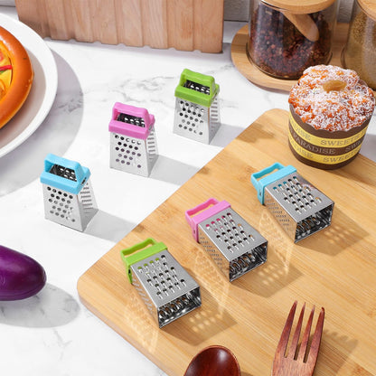Sosoport Mini Cheese Grater Stainless Steel Box Grater with Non-Slip Handle for Cheese Garlic Ginger and Vegetable Slicing Compact Kitchen Tool 2.63X1.45X1.06 Inch