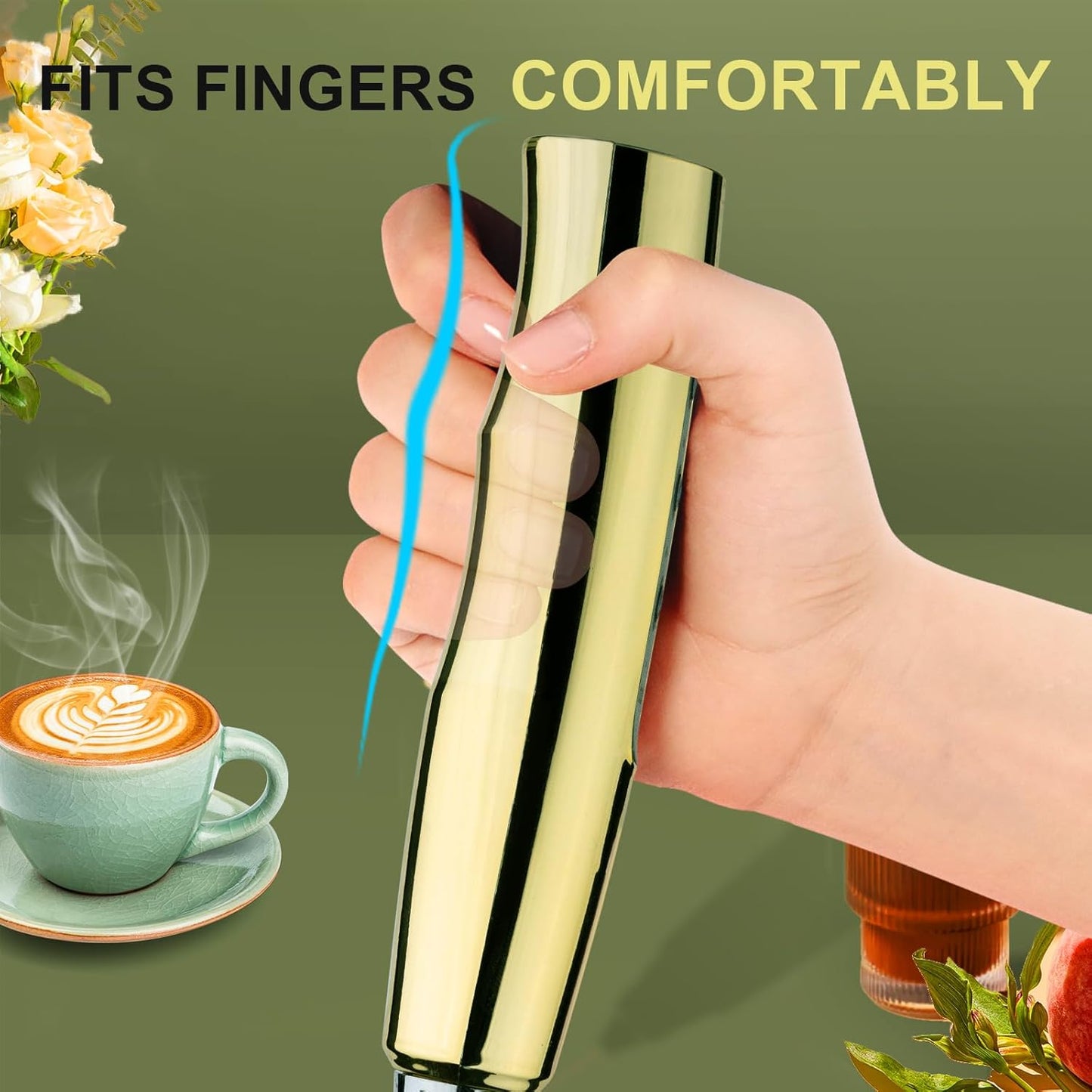 YUSWKO Black Handheld Milk Frother Wand for Coffee, Rechargeable Electric Whisk with 3 Heads 3 Speeds Drink Mixer Coffee Frother For Latte, Cappuccino, Hot Chocolate, Egg
