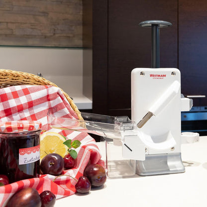 Westmark Cherry & Plum Pitter “Steinex-Combi” – 2-in-1 Fruit Pit Remover, Stainless Steel Blade, Heavy-Duty Aluminum, Fast Clean Pitting for Cherry Jam, Pie & Syrup