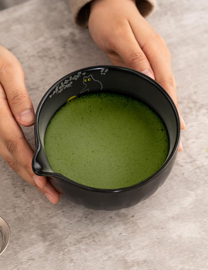 TANG PIN Matcha Set - Match Bowl and Whisk, 15 OZ, Matcha Scoop | Matcha Whisk Stand (Chasen Holder) - 4pc Perfect Matcha Kit for Matcha Tea Ceremony (Mottled Green)