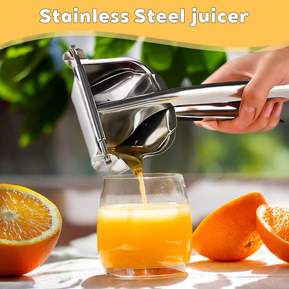 Stainless Steel Manual Juicer, Orange Juice Squeezer, Lemon Squeezer Stainless Steel, Orange Juice Squeezer, Fruit Juicer for Watermelon Lemon Orange Grapes and Other Fruit