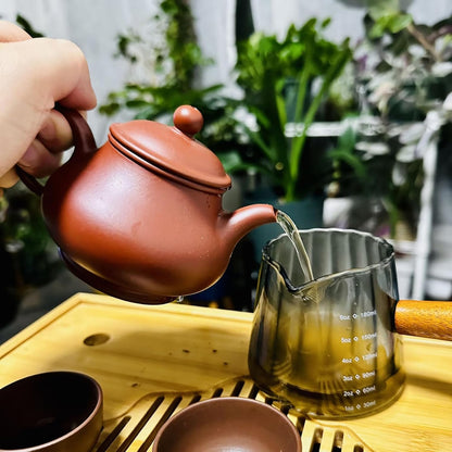 Wooden Handle Coffee Cup with Scale, Espresso Accessories Double Scale Glass Measuring Cup Milk Frother Glass Cup V-Shaped Espresso Cup