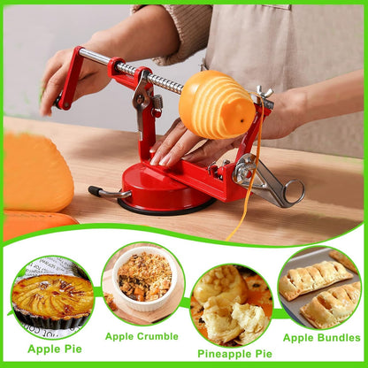 Apple Peeler Corer, Hand-Cranking Stainless Steel Apple Peeler Slicer Corer with Blades and Powerful Suction Base for Apples Pears Potato