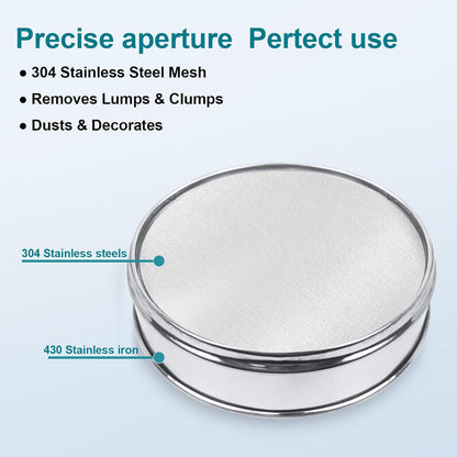 304 Stainless Steel Mesh Lab Sieve, 10 Mesh (2mm) Aperture Test Sieve, 7.9Inch(20cm) Diameter Economy Standard Analysis Sample Test Sieves for Industrial Laboratory Homes - Colors B
